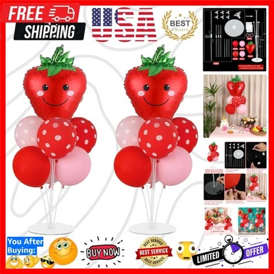 Juego de soporte para globos de fresa de fácil montaje - 2 kits con impresionantes globos de aluminio Foto 1 de 4