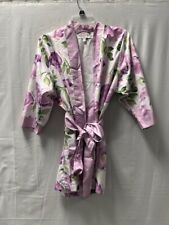 Wedding Star Purple Floral Satin Belted Short Robe Intimates Womens XS