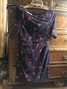 KAY UNGER DRESS SIZE 8 Navy And Pink - Picture 1 of 6