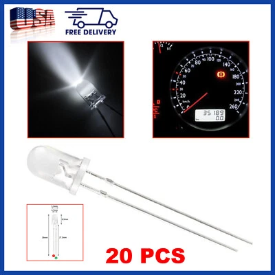 20x 5mm White Mini led diode lights Instrument Cluster Dash Backlight led light  - Image 1 of 4