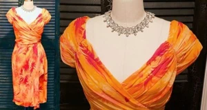 VINTAGE NEW W TAG VICTOR COSTA NEIMAN MARCUS SILK SHIRRED DRAPED COCKTAIL DRESS - Picture 1 of 6