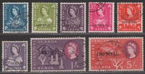 Kenya Uganda Tanganyika 1960 QEII Official Overprint Set Used SG O13-O20 cat £16