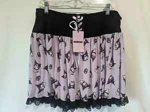 My Melody & Kuromi black pink lace up Skirt size Large New - Picture 1 of 3