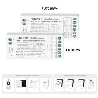 2.4G Tuya WiFi LED light controller FUT035W+ 37W+ RGB RGBW dimming Smart control - Image 1 of 4