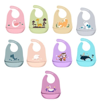 Baby Feeding Bib Apron Smock Silicon Waterproof Easy Clean 0-6 Toddler Kid Pouch - image 1 of 4