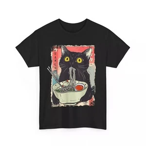 Lustige Katze Ramen Nudel Japanisch Anime Manga Ramen Kawaii Katze T-Shirt - Bild 1 von 4