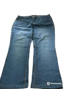 Blue Epic Distressed Jeans Womens Size 16 Straight Leg Stretch Denim - Picture 1 of 17