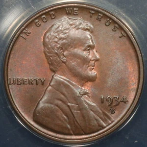 1934-D 1C ANACS MS-64 BRN BN DDO FS-101 Die 1 Lincoln Cent Wheat Penny Doubled - Picture 1 of 4