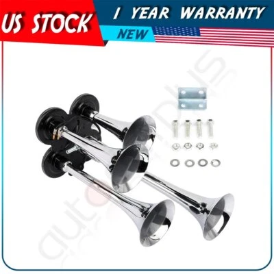 Easy Installation 12V 150 DB 4-Trumpet Deep LOUD Train Air Horn Kit Foto 1 de 4