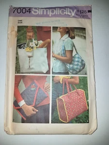Simplicity 7004 Sewing Pattern Hand Bags Tote Bags Shopping Bag 4 Styles UNCUT - Picture 1 of 4