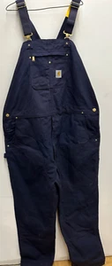 Carhartt NWT R01 Duck Bib Overall Jumpsuit Unlined Mens Big Tall 50x36 Navy Blue - Picture 1 of 9