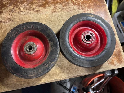 2 ruedas de juguete vintage de carro de pedales con par de neumáticos sólidos Craftsman 6 x 1,50 Foto 1 de 4