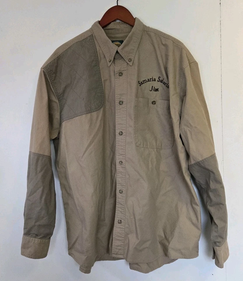 Camisa masculina Cabelas XL Safari África manga longa botão cáqui claro - Imagem 1 de 4