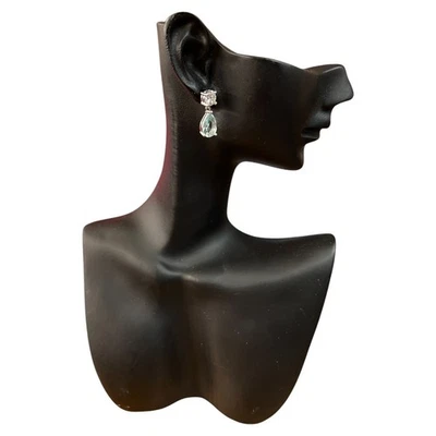 orecchini pendente donna argento 925 anallergico goccia azzurra punto luce - Immagine 1 di 3