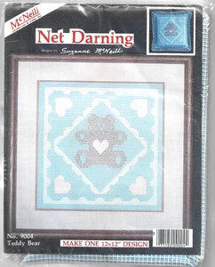 Teddy Bear #9004 12" x 12" Net Darning Kit Suzanne McNeill Design 1984 - Picture 1 of 1