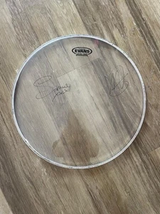 BLACK DOLDRUMS SIGNED EVANS FLOOR TOM DRUM SKIN 16 INCH - Picture 1 of 2
