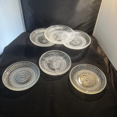 Lote de 6- Cinco Pratos de Sobremesa Pequenos Vintage de Vidro Artístico Italiano e Um Relish Dividido - Imagem 1 de 4