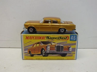 LESNEY MATCHBOX SUPERFAST NO46 MERCEDES 300 SE GOLD EXC BOXED (L628) - Image 1 of 4