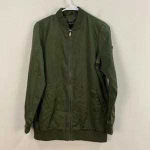 Bernardo Womens Small Bomber Boyfriend Jacket Green Full Zip Lined Pockets 16707 - Picture 1 of 9