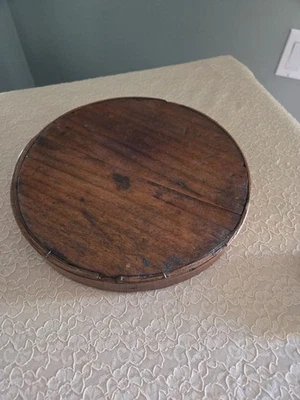 Antique Wooden Firkin Pantry Box LID ONLY 9.5" Primitive Age Patina Country Farm - Image 1 of 4