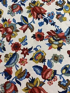 7 YD Waverly Linen Fabric Centerville Tidewater Drapery Upholstery Floral - Picture 1 of 5