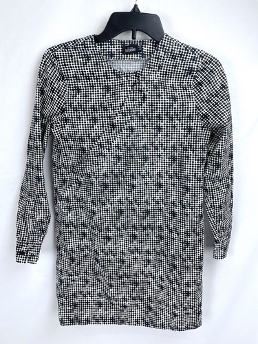 Abito tunica Kate Spade Saturday XS nero bianco manica lunga stampa geo finto avvolgente