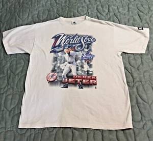 Sz L 1998 Starter New York Yankees Derek Jeter Baseball Tee Shirt White Vintage - Picture 1 of 10