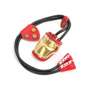 Archery Finger Guard Brass Thumb Ring Protector Gear Cow Leather Traditional Bow - Picture 1 of 15