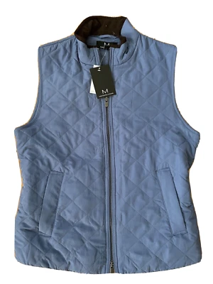 Chaleco acolchado Magaschoni para mujer cremallera azul bolsillos clásicos pequeño exterior nuevo Foto 1 de 4