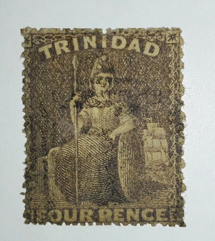 Sellos de viaje: estampillas de Trinidad de 1859 Sc#23 gibones, usadas, Ng. Foto 1 de 4