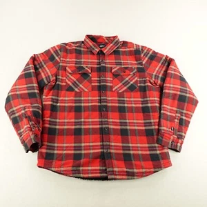 Fox Shirt Mens XL Red Plaid Flannel Sherpa Fleece Lined Shacket Racing Motocross - Picture 1 of 10
