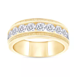 Men Wedding Band Cubic Zirconia 7.5MM Width Engagement Ring 18K Gold Plated - Picture 1 of 18