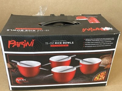Tazones de arroz de cerámica Parini de 15 oz nuevos abiertos serie Asian Fusion Foto 1 de 4