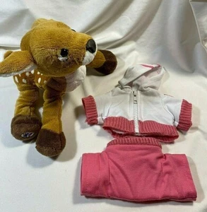 2008 Ganz Webkinz BAMBI DEER HM331-Fawn Plush Animal-2pcs OUTFIT-NO Code-Toy 8" - Picture 1 of 10