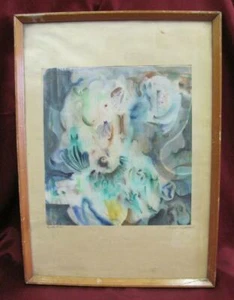 VINTAGE ORIGINAL FRAMED PAINTING MIXED TECHNIQUES SIGNED SIGNATURE - Picture 1 of 12