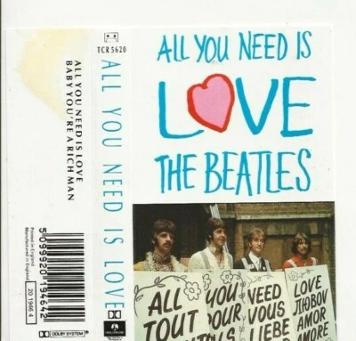 BEATLES ALL YOU NEED IS LOVE RARE UK CASSETTE SINGLE, NEVER PLAYED - Image 1 of 2