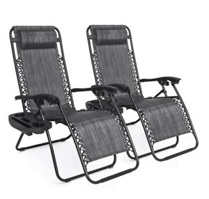 Best Choice Products SKY3733 Adjustable Patio Lounge Chair 2 Pieces - Gray