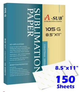A-SUB Sublimationspapier 8,5x11 150 Blatt 105g für Wärmeübertragung Baumwolle Polybecher - Bild 1 von 13