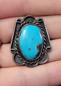 Indianer Navajo Sterlingsilber Türkis Ring Größe 4,5 - Bild 1 von 5