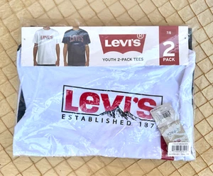 LEVI'S Youth T-SHIRTS Boys Size 7/8 ~ 2 Pack 1 White ~ 1 Navy - Picture 1 of 2