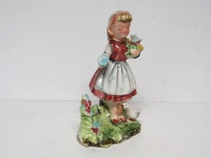 ERICH STAUFFER Vintage 50er Jahre Figur #33/52 Mädchen mit Blumen & Gans 5" sehr guter Zustand - Bild 1 von 6