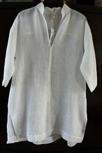 Eileen Fisher White Organic Linen Gauze Stand Collar Tunic Size: XXS/XS NWT - Picture 1 of 3