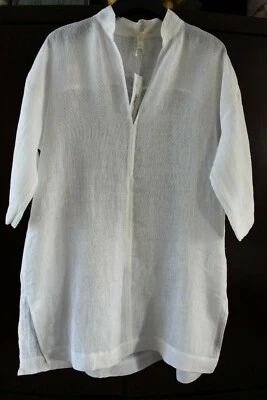Túnica Eileen Fisher blanca de lino orgánico gasa cuello alto talla: XXS/XS NUEVA CON ETIQUETAS  Foto 1 de 3