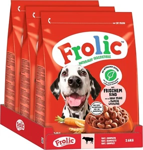 Hundefutter Frolic Trockenfutter für Hunde mit Rind, Karotten + Getreide 3x2,6Kg - Bild 1 von 9