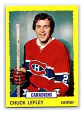 1973-74 TOPPS CHUCK LEFLEY VINTAGE NHL HOCKEY ROOKIE RC CARD # 154 Canadiens