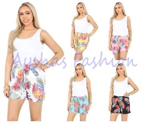 New Ladies Shorts Elasticated Spring Summer Womens Flower Floral Print Hot Pants