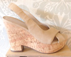 NEXT Beige Faux Suede Cork Heel/Platform Peep Toe Sling Back Shoes [6]