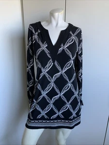 WHBM size small black V-neck tunic pullover long sleeve blouse - Picture 1 of 5