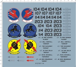 1/32 USAF US AirForce F-14 VF-1 VFA-213 Tomcat Fighter Model Water Slide Decal - Picture 1 of 1
