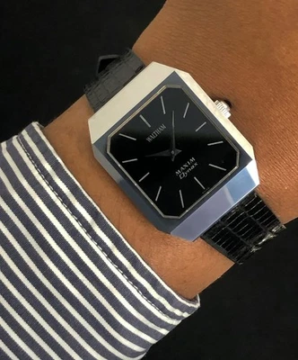 Rare WALTHAM Maxim Dynax Tungsten Watch Men Vintage Black Dial - Image 1 of 4